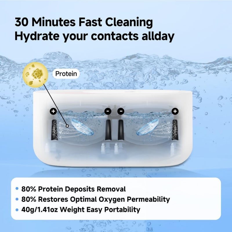 3N Soft Contact Lens Cleaner with Advanced Electrophoresis Technology, ReO2 Mini Pro, with Mirror and Tweezer (Blue) - Image 5